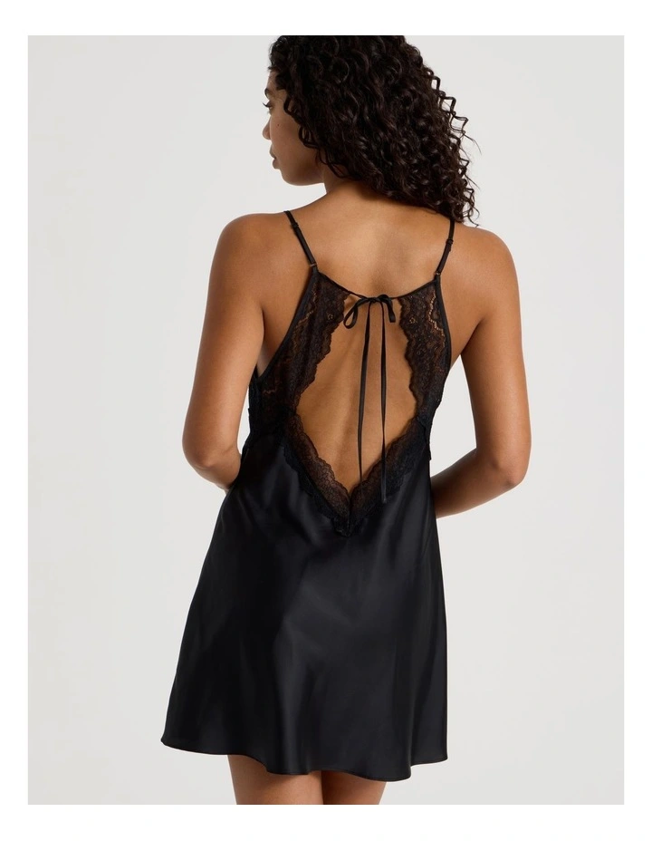 Luxe Satin Lace Bodice Chemise in Black image 5