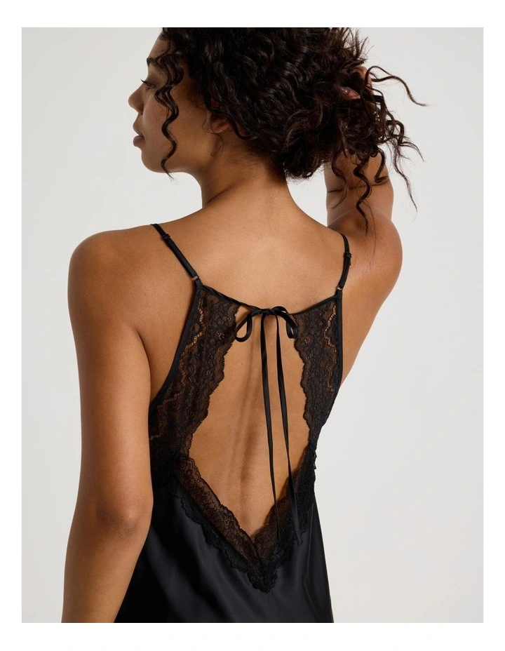 Luxe Satin Lace Bodice Chemise in Black image 6