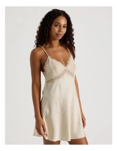 Luxe Satin Lace Bodice Chemise in Ecru