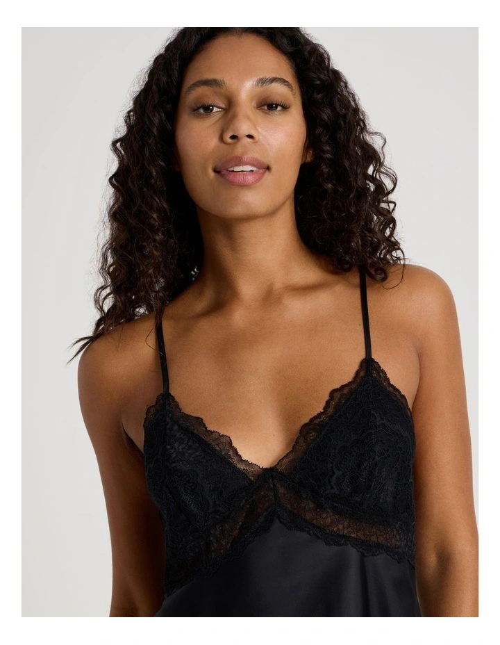 Luxe Satin Lace Bodice Cami Boxer Set in Black image 7