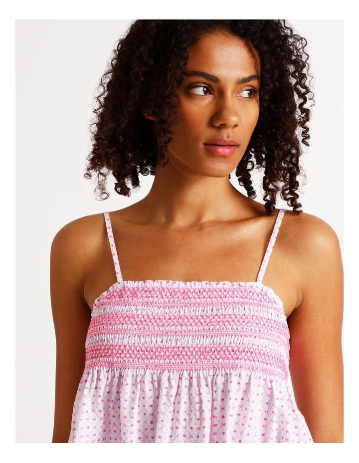 Lola Woven Shirred Cami Boxer Set in Heart & Bows Print image 7