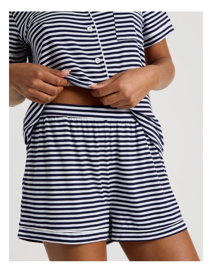 Pure Comfort Short Sleeve Short PJ Set in Blue Y/D Stripe image 5
