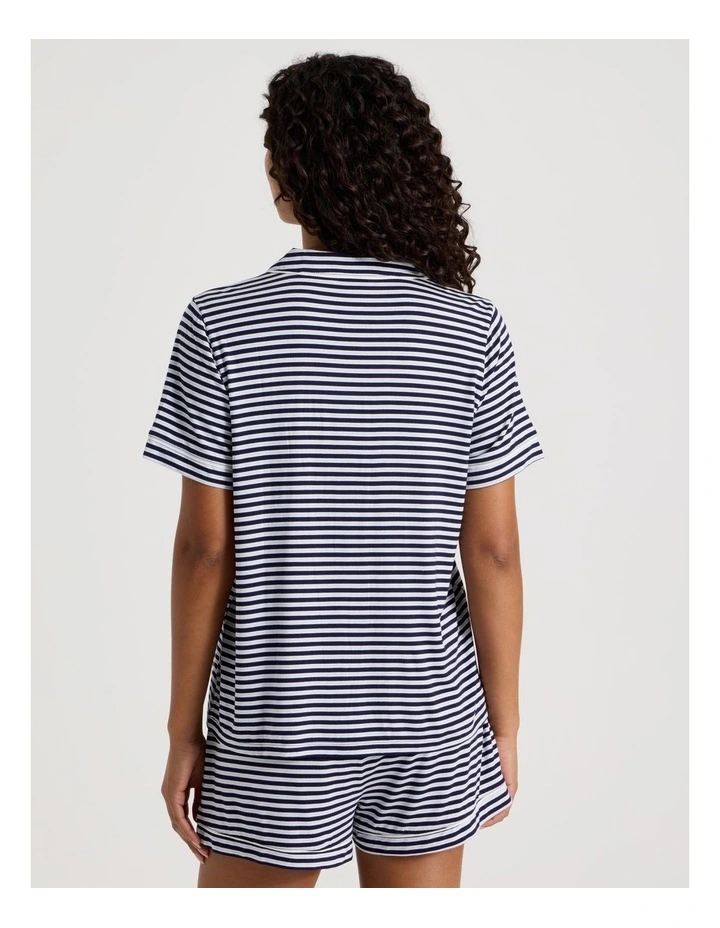 Pure Comfort Short Sleeve Short PJ Set in Blue Y/D Stripe image 6