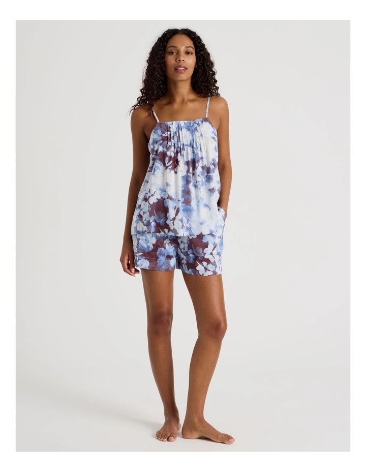 Serene Woven Pintuck Cami Boxer Set in Blur Floral Print image 2
