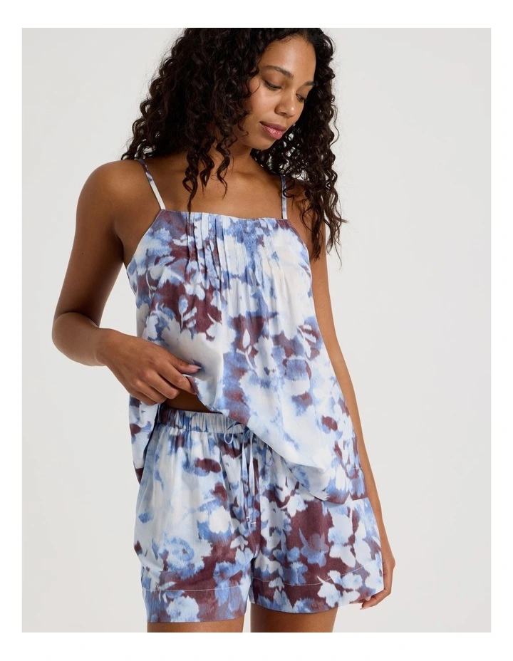Serene Woven Pintuck Cami Boxer Set in Blur Floral Print image 3