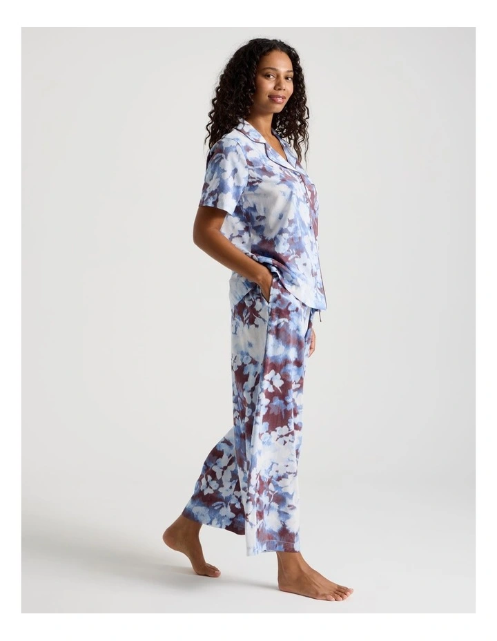 Serene Woven Short Sleeve Long Pyjama Set in Blur Floral Print image 3