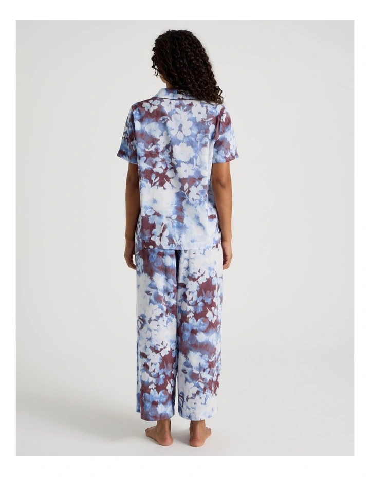 Serene Woven Short Sleeve Long Pyjama Set in Blur Floral Print image 6