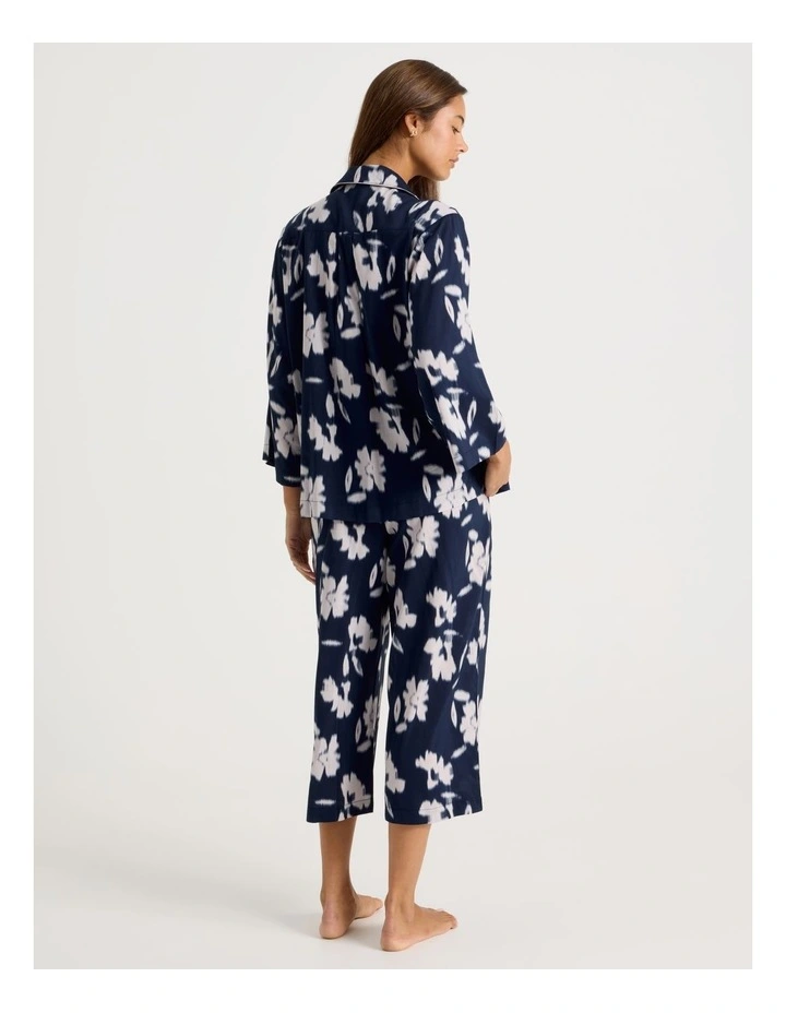 Serene Woven Relaxed 3/4 PJ Set in Shadow Floral Navy Print image 6