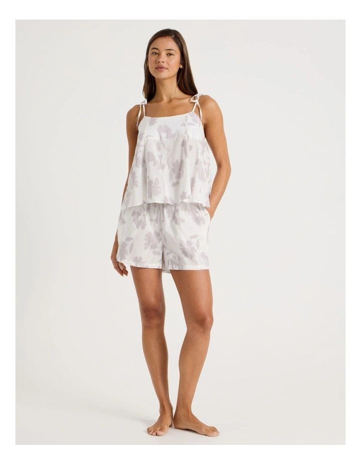 Serene Woven Tie Cami Boxer Set in Shadow Floral White Print image 2