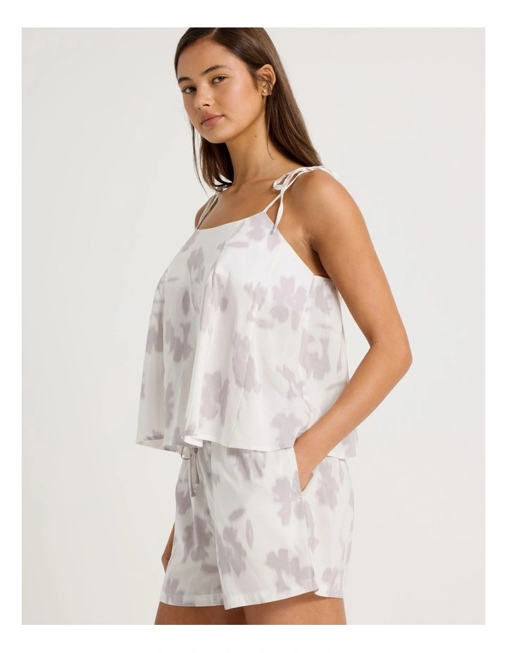 Serene Woven Tie Cami Boxer Set in Shadow Floral White Print image 4