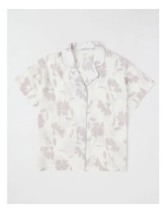 Serene Woven Relaxed S/S PJ Set in Shadow Floral White Print