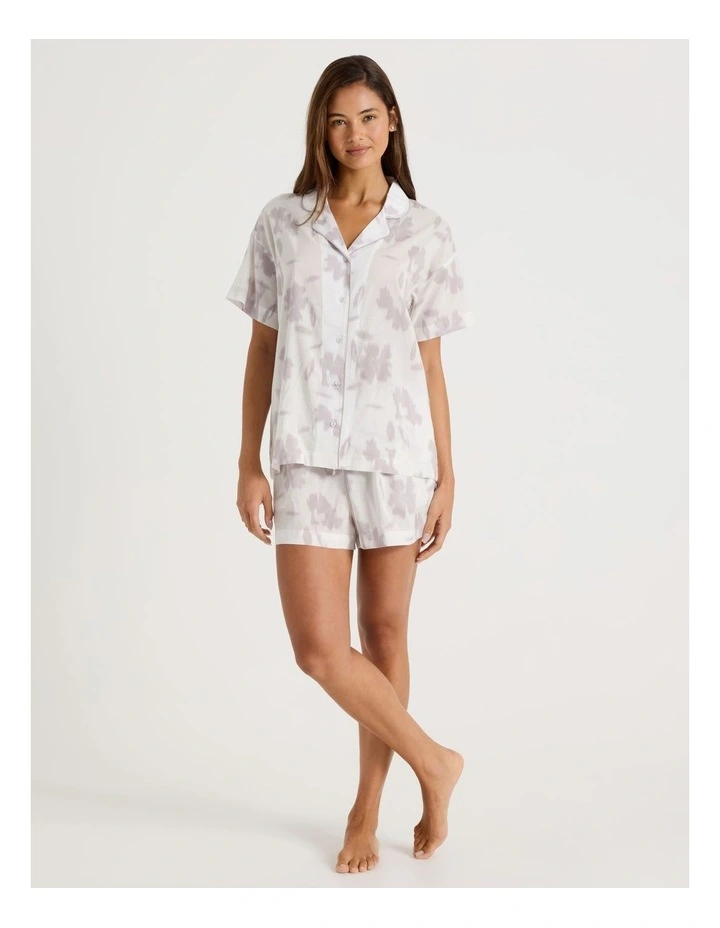 Serene Woven Relaxed S/S PJ Set in Shadow Floral White Print image 2