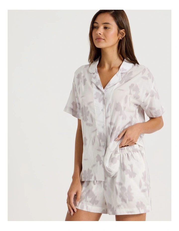 Serene Woven Relaxed S/S PJ Set in Shadow Floral White Print image 3