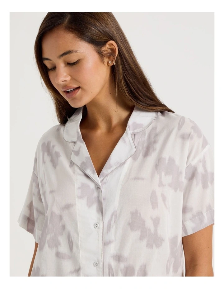 Serene Woven Relaxed S/S PJ Set in Shadow Floral White Print image 4