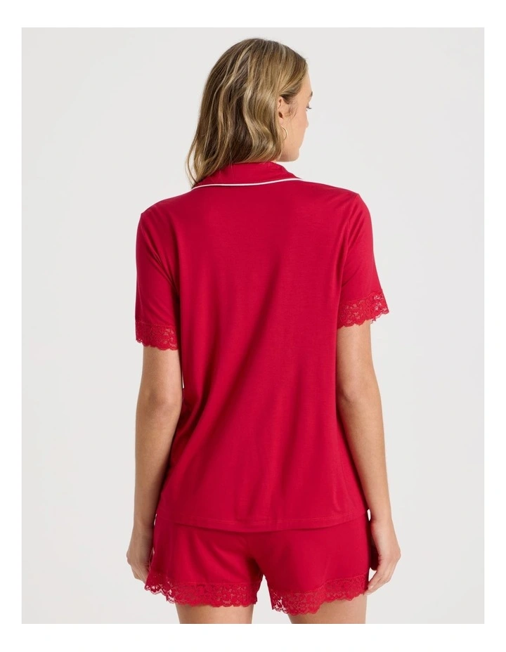 Pure Comfort Lace Trim Short Sleeve Short PJ Set in Chilli Red image 5