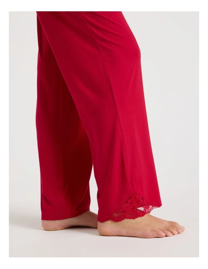 Pure Comfort Lace Trim Cami Long PJ Set in Chilli Red image 4