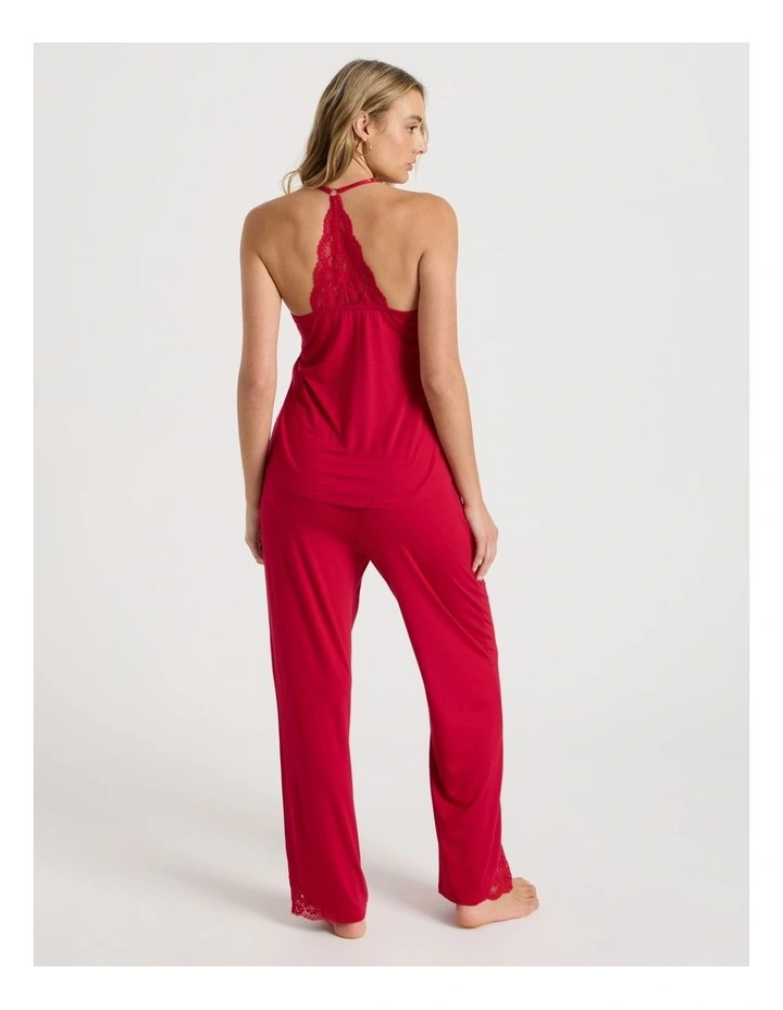 Pure Comfort Lace Trim Cami Long PJ Set in Chilli Red image 6