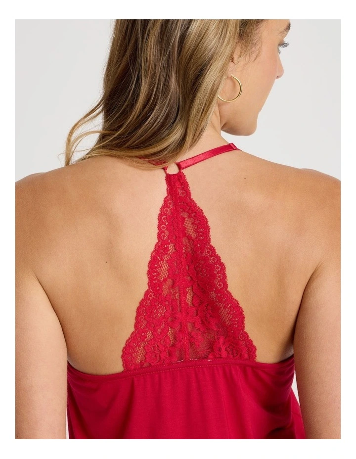 Pure Comfort Lace Trim Cami Long PJ Set in Chilli Red image 7