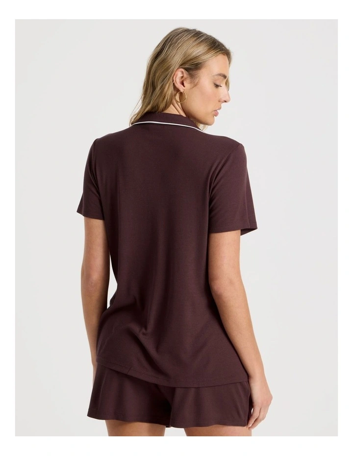 Pure Comfort Rib Long Sleeve Long PJ Set in Raisin image 4