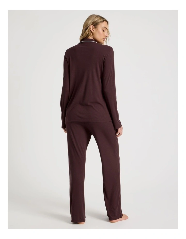Pure Comfort Rib Long Sleeve Long PJ Set in Raisin image 5