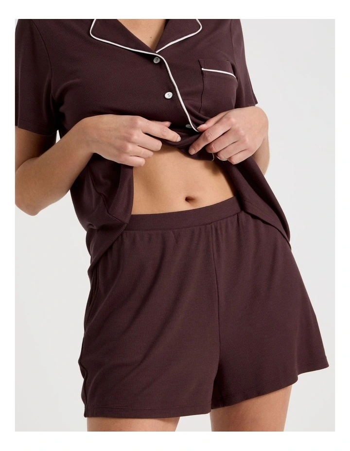 Pure Comfort Rib Long Sleeve Long PJ Set in Raisin image 5