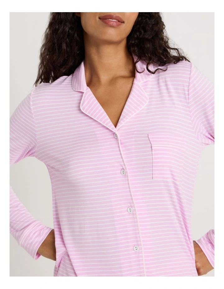 Pure Comfort Long Sleeve Long PJ Set in Fairy Floss Pink Y/D Stripe image 4