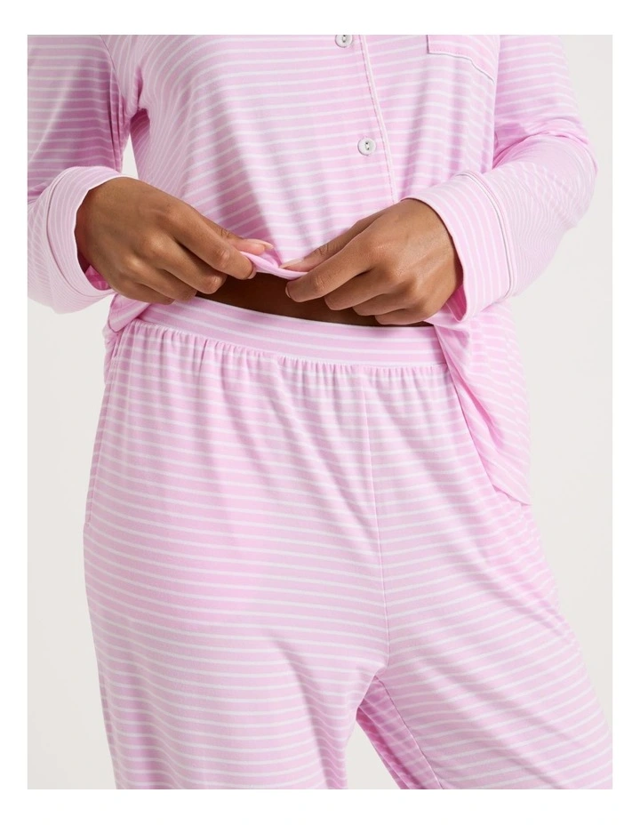Pure Comfort Long Sleeve Long PJ Set in Fairy Floss Pink Y/D Stripe image 5