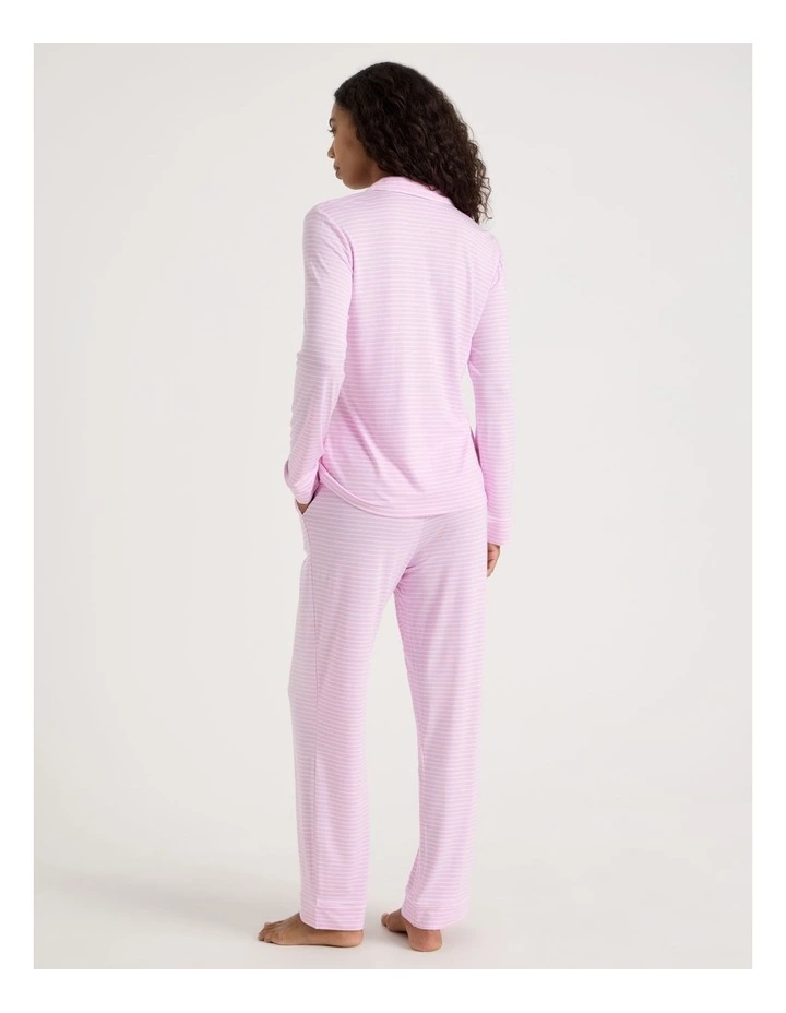 Pure Comfort Long Sleeve Long PJ Set in Fairy Floss Pink Y/D Stripe image 6