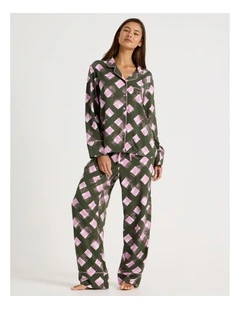 Serene Viscose Long Sleeve PJ Set in Olive Check Print