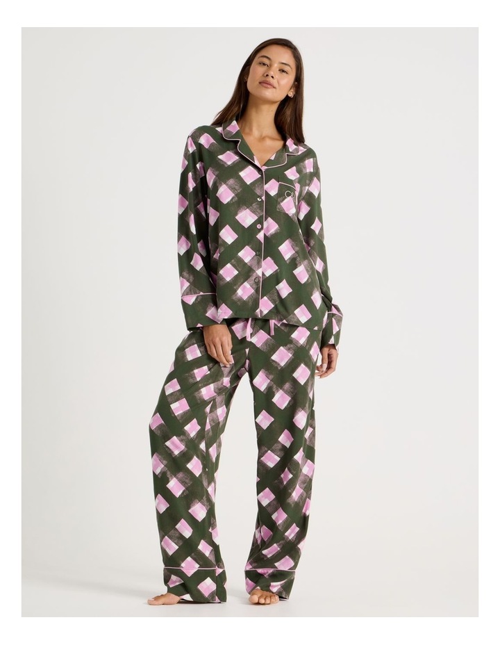 Serene Viscose Long Sleeve PJ Set in Olive Check Print