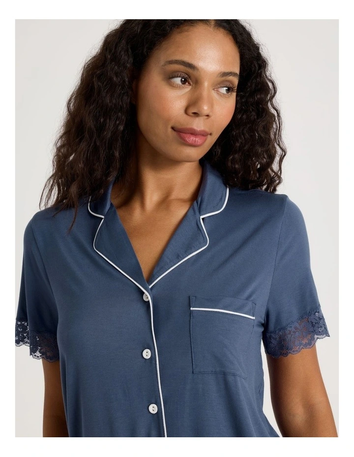 Pure Comfort Lace Trim Short Sleeve Short PJ Set in Indigo image 3