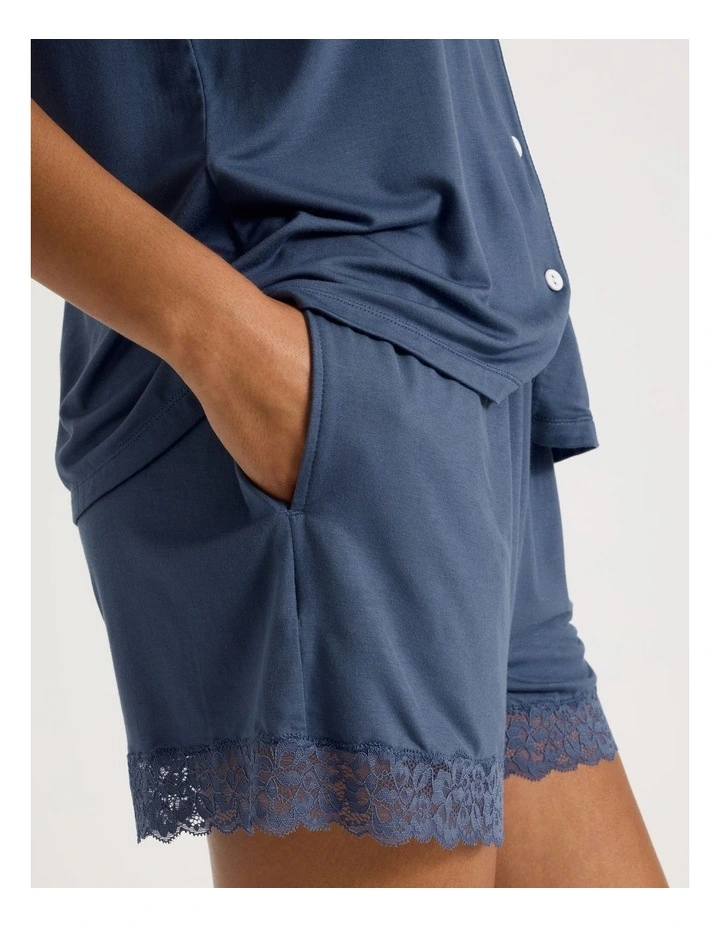 Pure Comfort Lace Trim Short Sleeve Short PJ Set in Indigo image 6