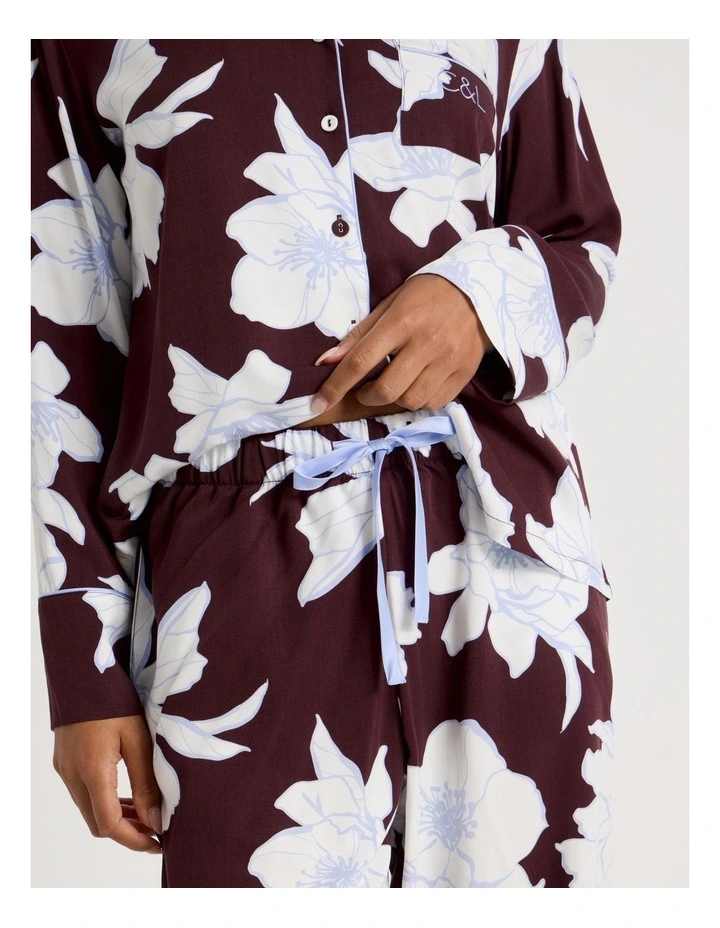 C&L Serene Viscose L/S PJ Set SCLW26489FF in Burnt Fig Floral Print image 4