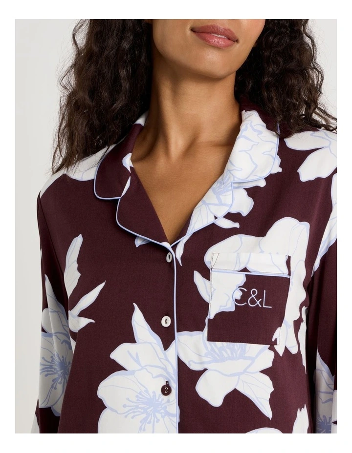 C&L Serene Viscose L/S PJ Set SCLW26489FF in Burnt Fig Floral Print image 5