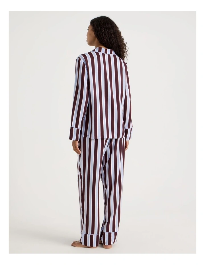 Serene Viscose Long Sleeve PJ Set in Burnt Fig Stripe Print image 4