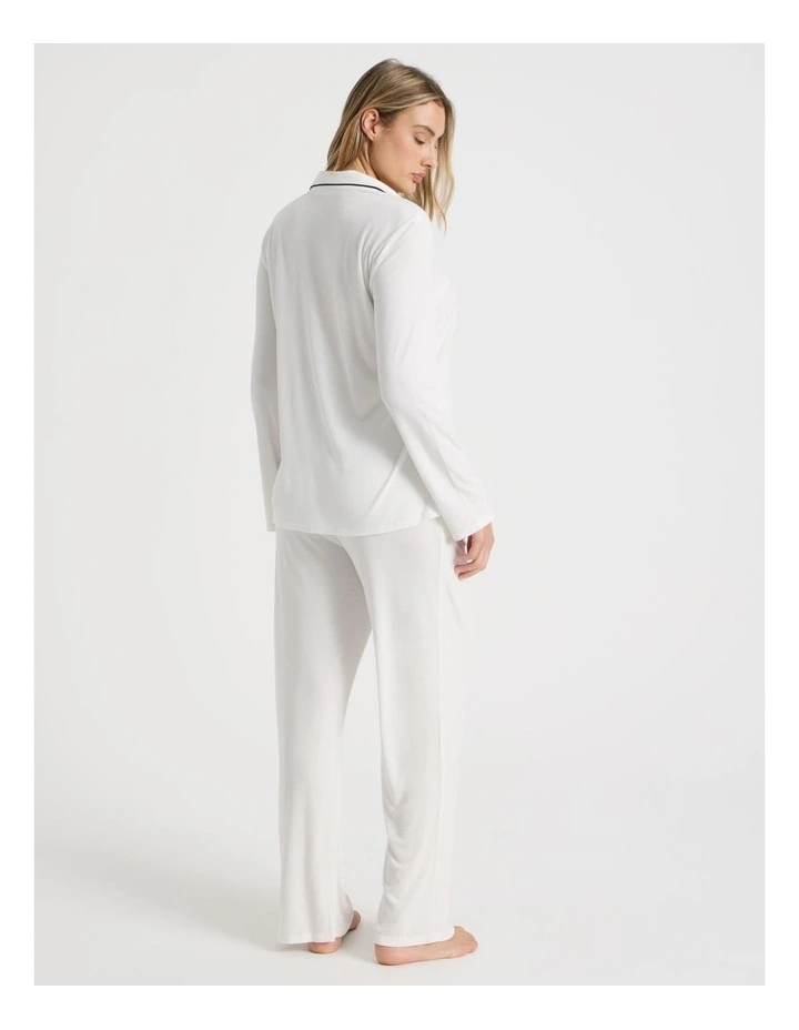 Pure Comfort Rib Long Sleeve Long PJ Set in Ivory image 5