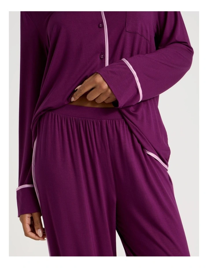 Pure Comfort Binding Long Sleeve Long PJ Set in Magenta image 7