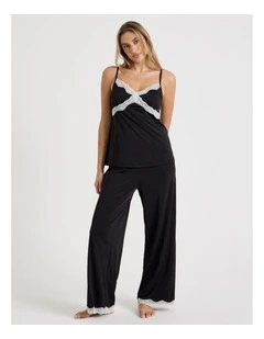 Aurora Cami Long Pant PJ Set in Black