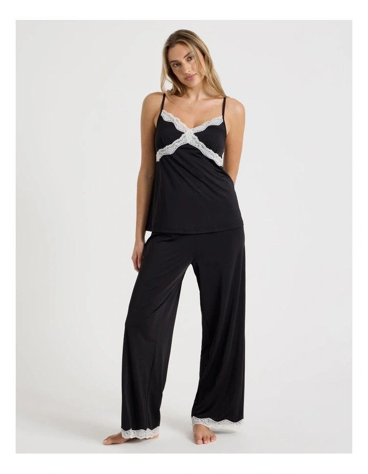 Aurora Cami Long Pant PJ Set in Black image 1