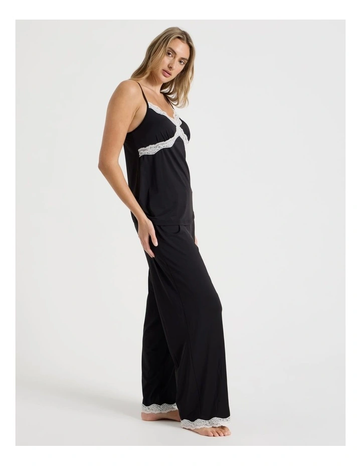 Aurora Cami Long Pant PJ Set in Black image 4