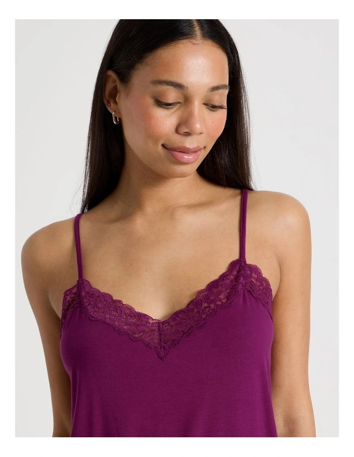Pure Comfort Lace Cami Boxer PJ Set in Berry image 4