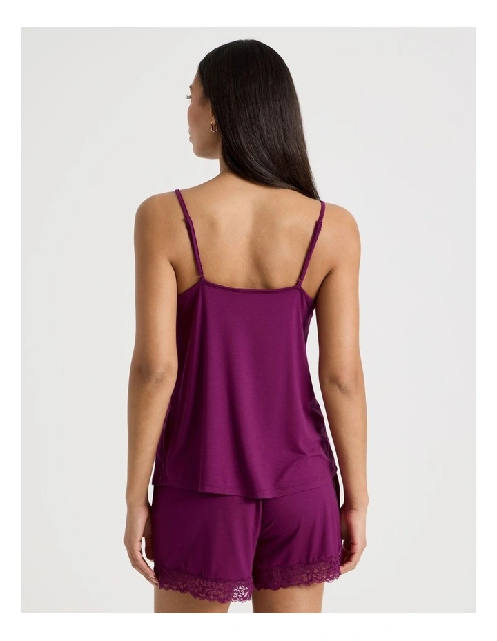 Pure Comfort Lace Cami Boxer PJ Set in Berry image 6