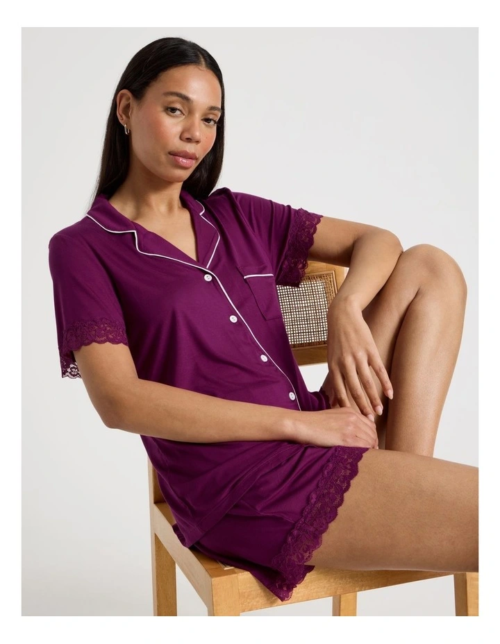 Pure Comfort Lace PJ Set in Berry image 1
