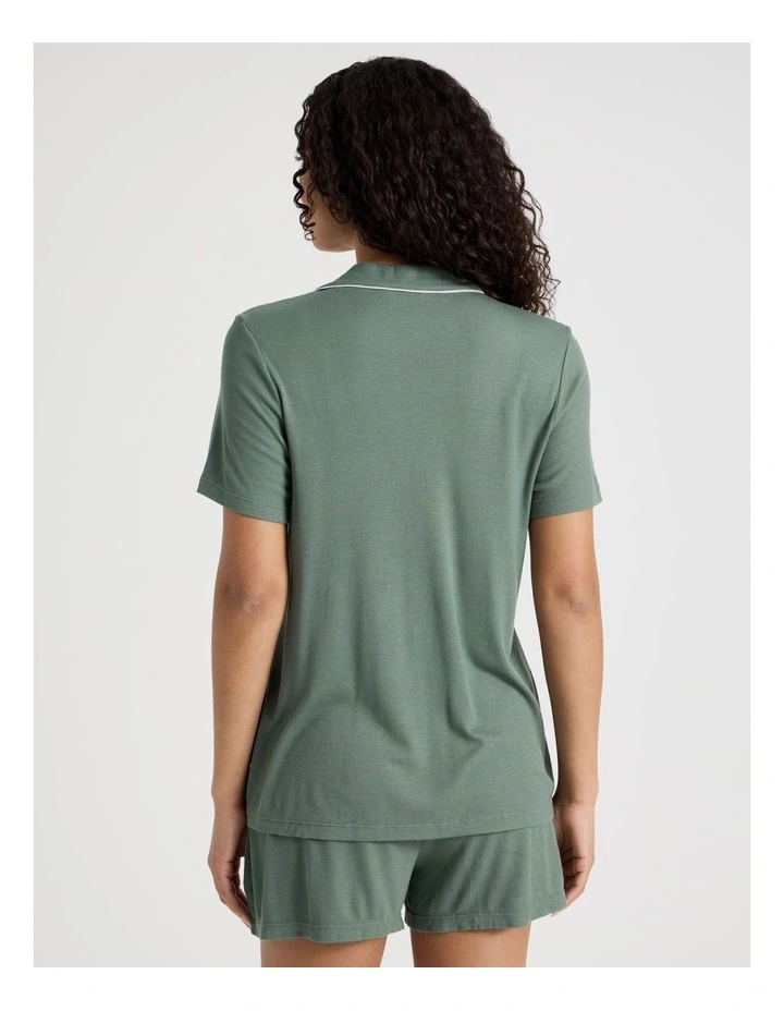 Pure Comfort Rib Short Sleeve Short PJ Set in Olive image 5