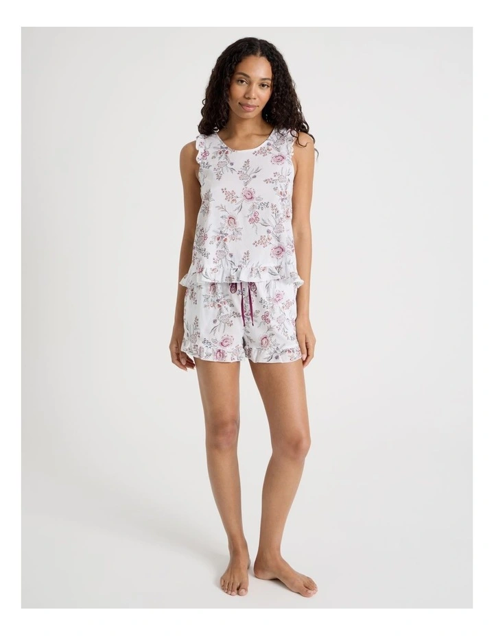 Serene Viscose Frill Tank Boxer Set in Foliage Print image 1