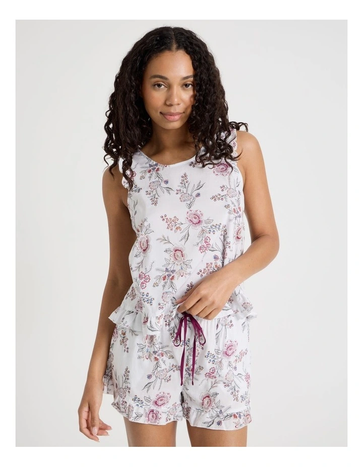 Serene Viscose Frill Tank Boxer Set in Foliage Print image 4