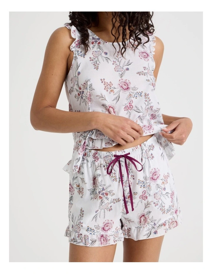 Serene Viscose Frill Tank Boxer Set in Foliage Print image 5