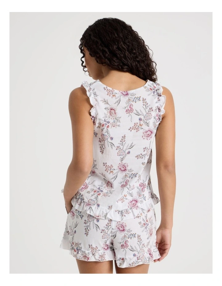 Serene Viscose Frill Tank Boxer Set in Foliage Print image 6
