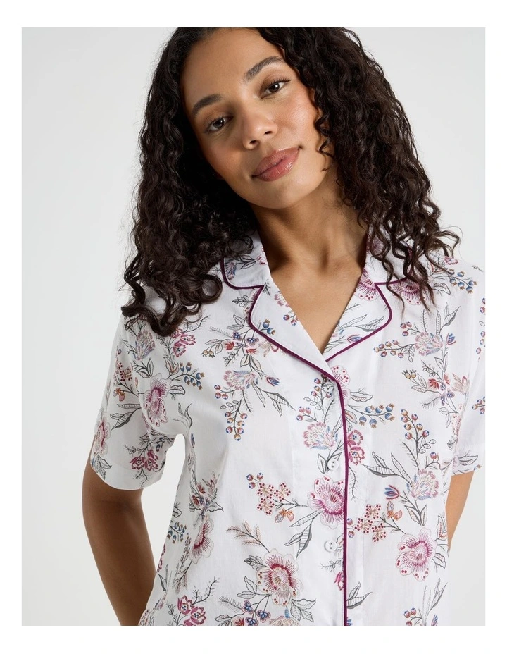 Serene Viscose Relaxed Short Sleeve PJ Set in Foliage Print image 3