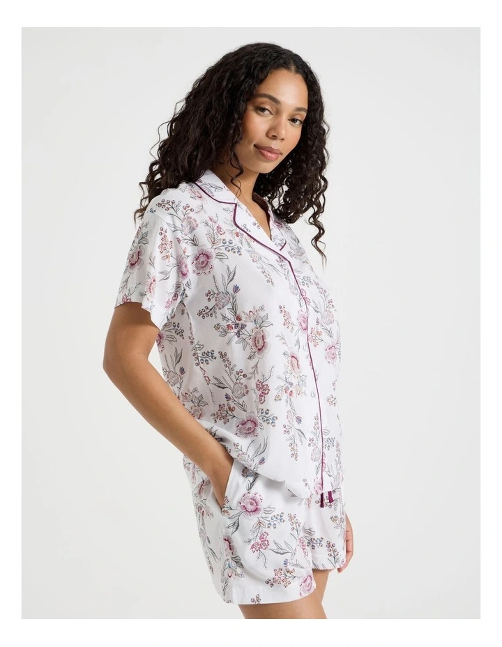 Serene Viscose Relaxed Short Sleeve PJ Set in Foliage Print image 5